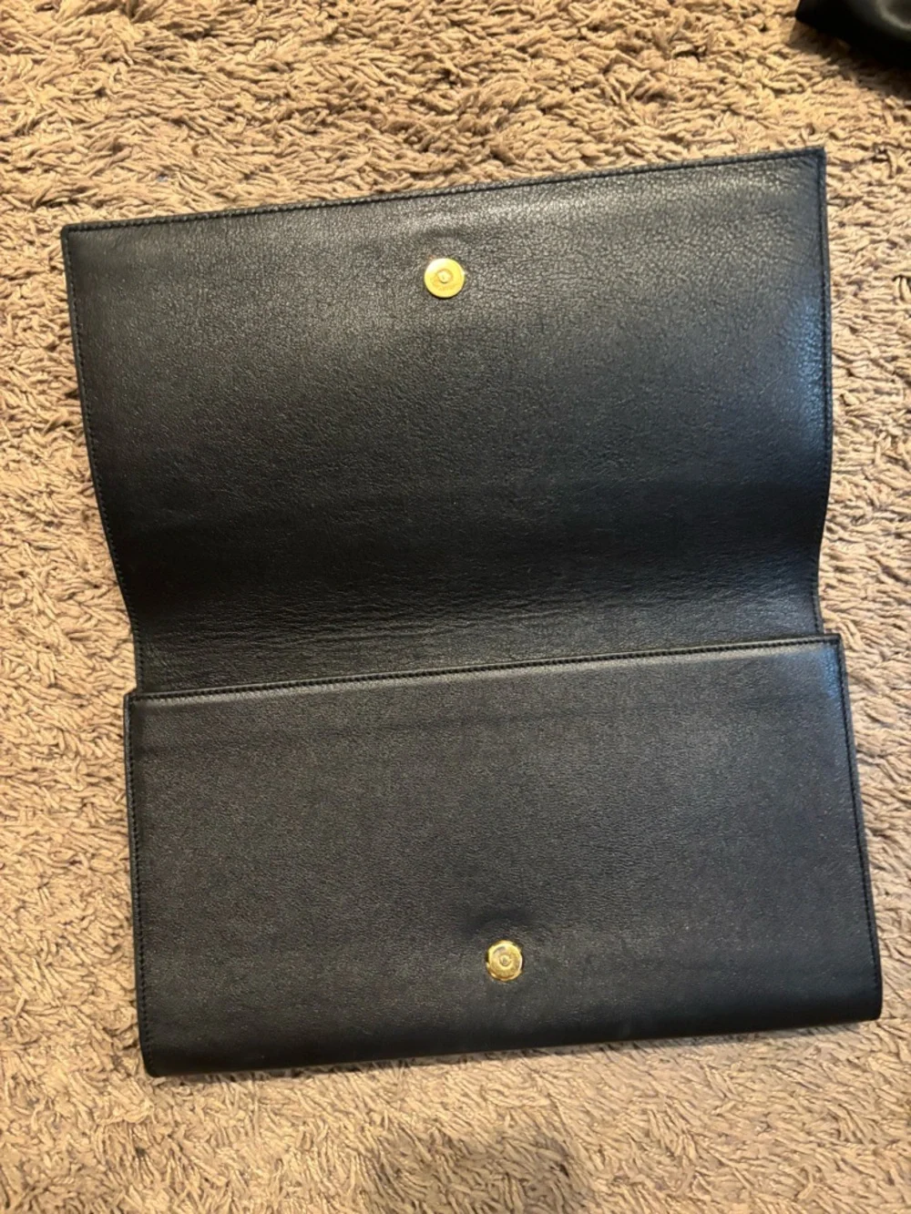 Yves Saint Laurent Black Leather YSL Monogram Clutch - Picture 4 of 6